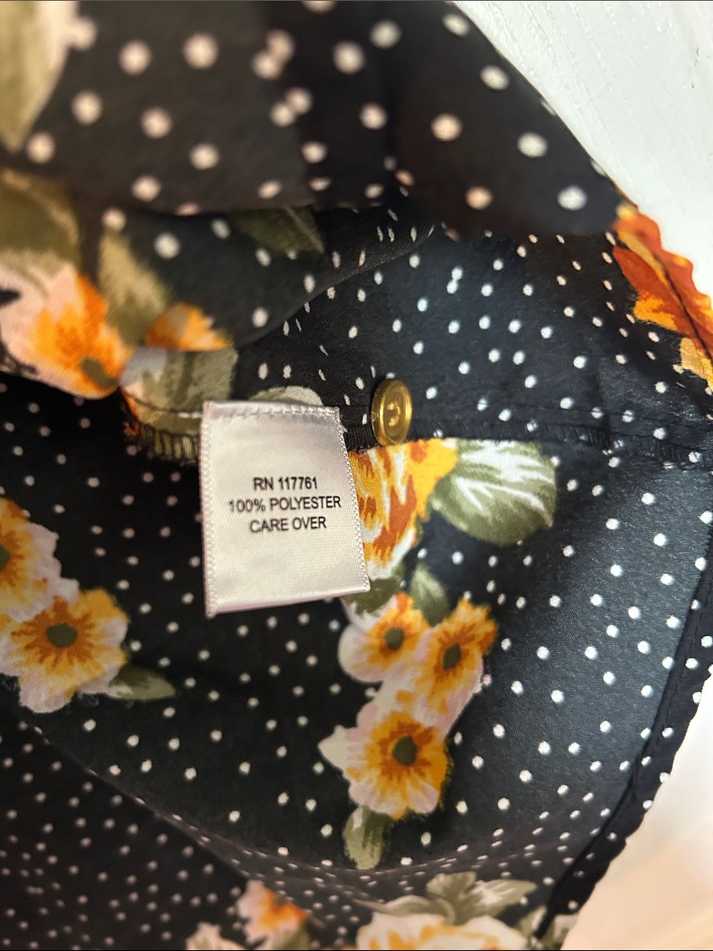 Women's Black Short Sleeve Floral Tee with Yellow Rose Print - Picture 3 of 6